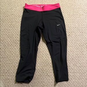 Nike Black and Pink Capri Leggings